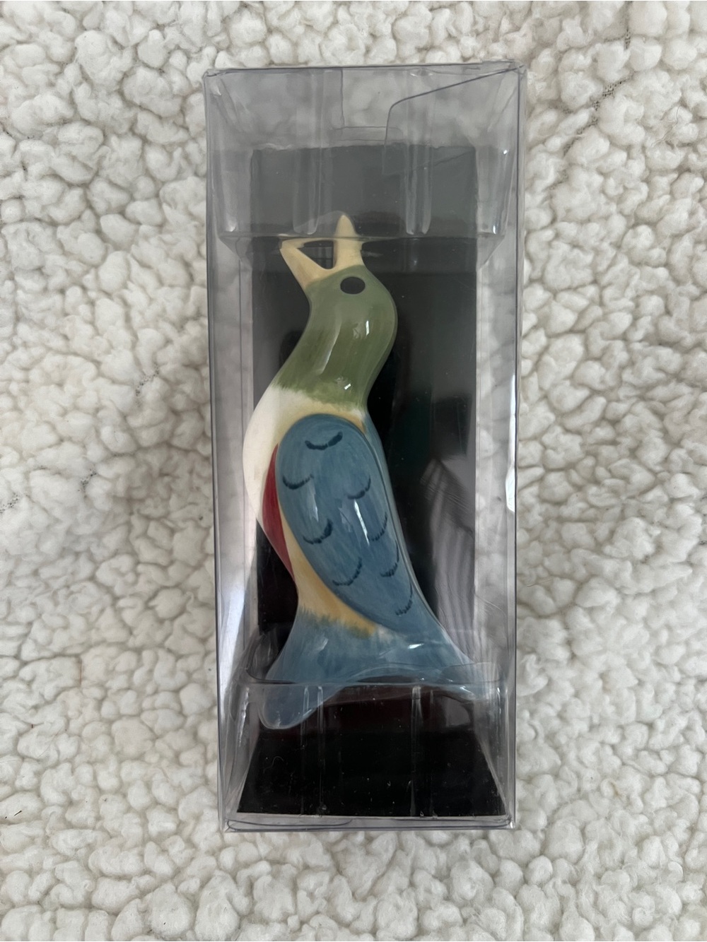 Pfaltzgraff Song Bird Pie Vent Figurine | Pistoulet Stoneware | Green Blue Red